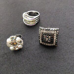 A stunning trio of cocktail rings.  Make an eye-catching statement.